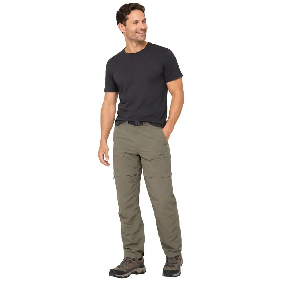 The North Face green khaki convertible packable hiking pants sz XL w/ belt nylon